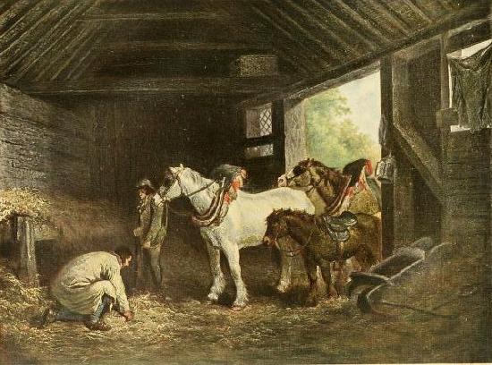 George Morland The inside of a stable china oil painting image